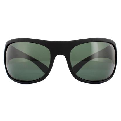 Black Sport Wrap Black Green Polarized Sunglasses