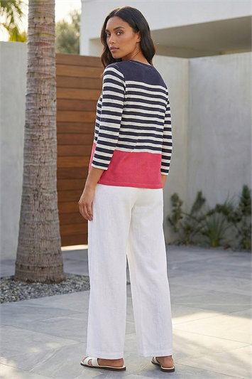 Contrasting Stripe Print Top 19482160