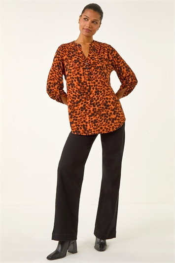 Metallic Spot Print Stretch Top