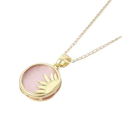 Metallic Sun Pendant Celestial Coin Dainty Gold Plated Necklace
