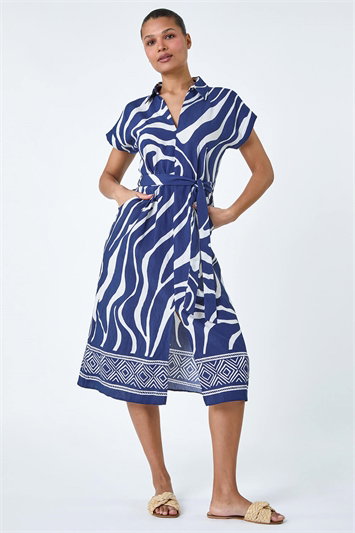 Animal Border Print Pocket Midi Dress 14542960