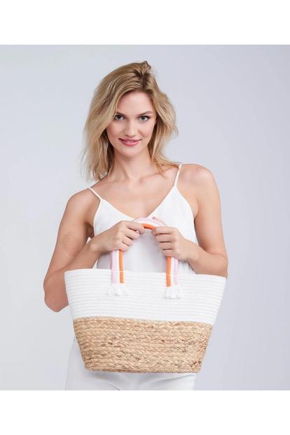 Cream Mirabel - Straw Tote Bag