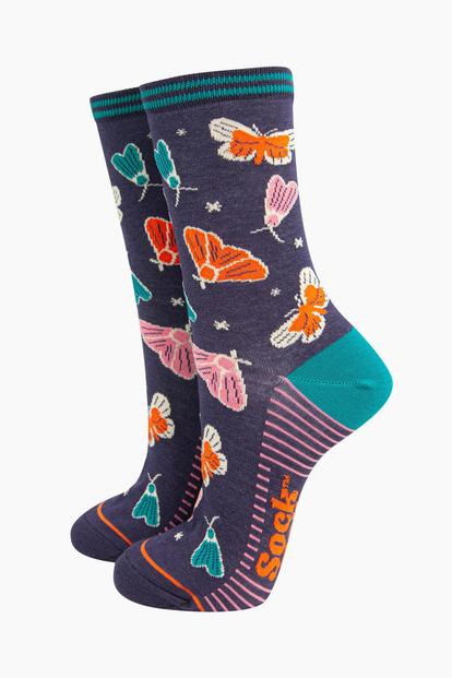 Multi Night Flying Moths Bamboo Socks