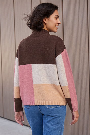 Colour Block Marl Knit Jumper 16353219