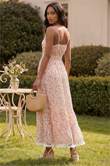 Ditsy Floral Print V-Neck Maxi Dress 14731478