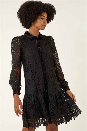 Premium Velvet Trim Shirt Dress 14797108
