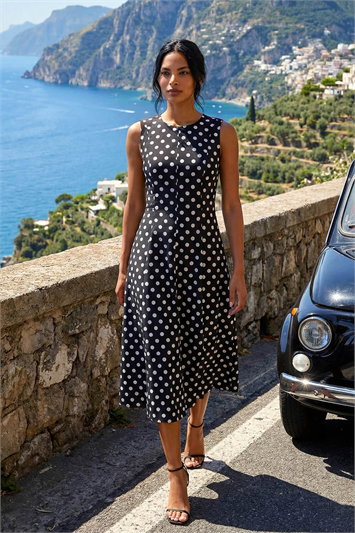 slim fit dress slacks Pleated Woven Fit & Flare Dress main image 0
