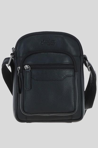 Black 'Sicily' Real Leather Compact Crossbody Bag
