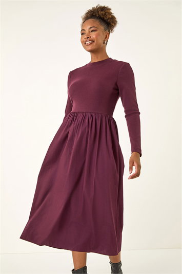 Cotton Stretch Jersey Mix Midi Dress 14615615