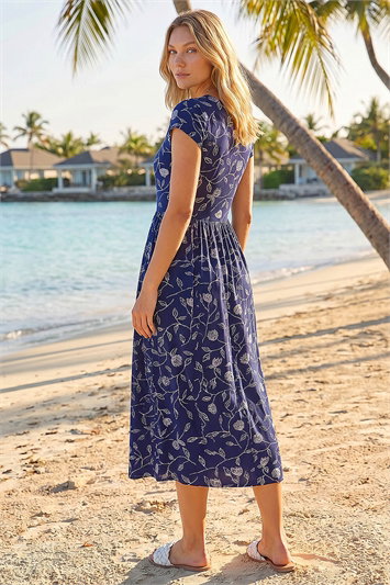 Floral Print Midi Stretch Dress 14506960