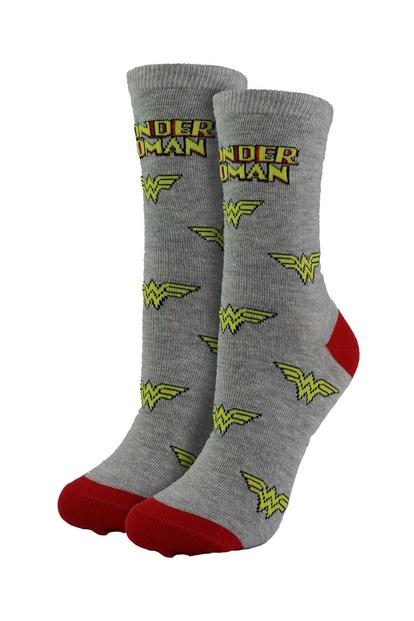 Grey Ladies Wonder Woman Novelty Socks: Fancy Colorful Dress Socks | Gift Socks