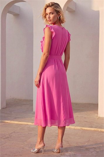 Chiffon Frill Front Midi Dress 14859872