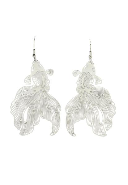 White Hollow Fish Shaped Earrings