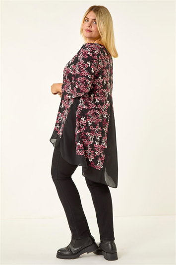 Curve Floral High Low Chiffon Top 19440872