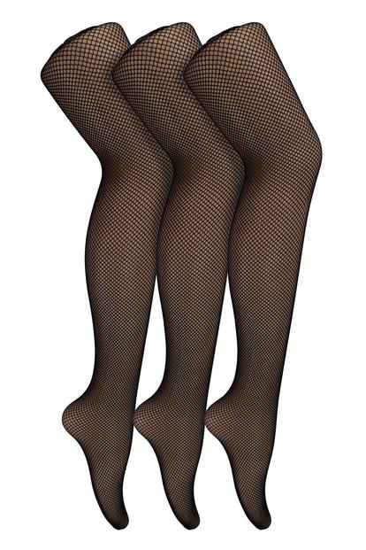 Black 3 Pairs Fishnet Ladies Tights | Footed Pretty Stocking Ideal For Dance Party