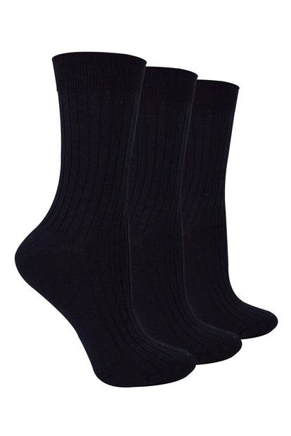 Black 3 Pairs Soft Merino Wool Socks