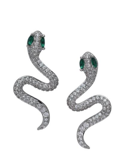 Metallic Pavé Serpent Drop Earrings