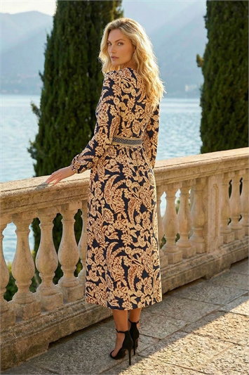 Floral Border Print Midi Dress 14754289
