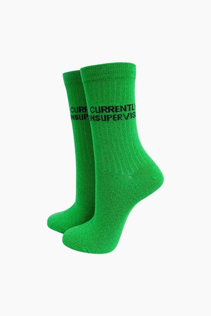 Green Currently Unsupervised Cotton Glitter Socks