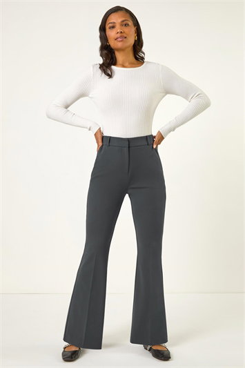 Short Bootcut Stretch Trousers 18093025