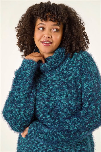 Curve Fluffy Roll Neck Knit Jumper 16247791
