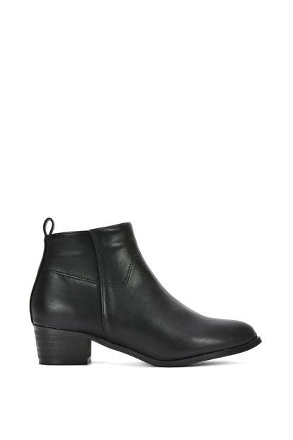 Black 'Melodie' Zip Up Cowboy Ankle Boots With Low Block Heel