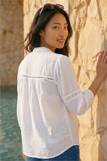 Petite Dobby Lace Trim Blouse 10217894