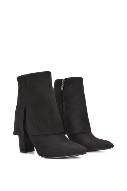 'Ayla' Fold Over Ankle Boots Layered Point Toe Block Heel Booties M000014041