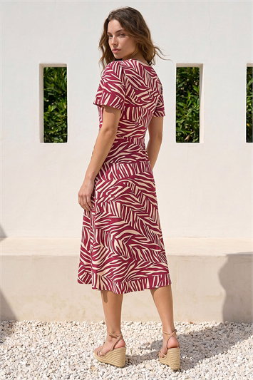 Petite Animal Stretch Gathered Midi Dress 14475895