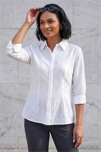 White Dusk Textured Seam Detail Shirt