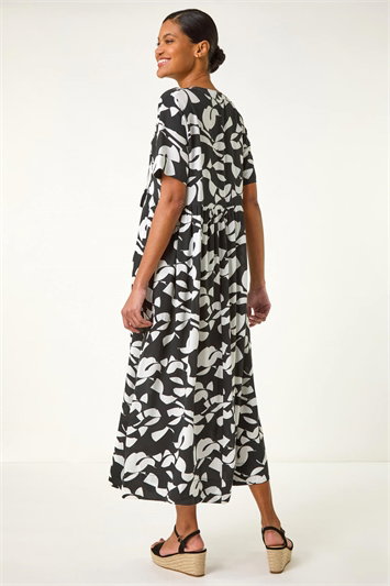 Abstract Print Tie Front Midi Dress 14648508
