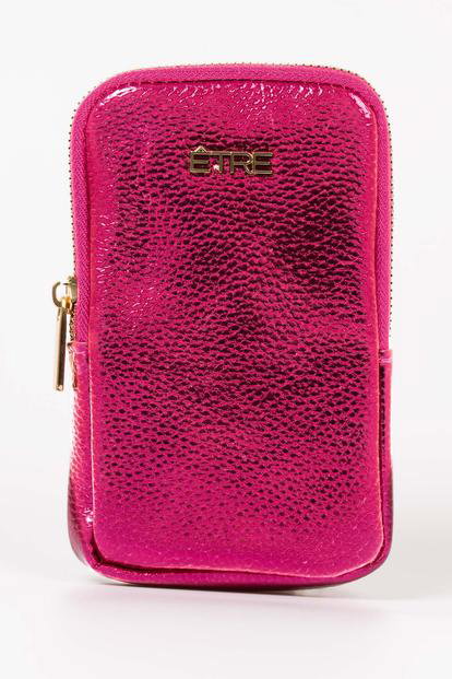 Pink Metallic Faux Leather Glasses Case