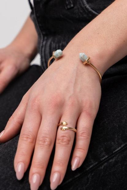 Metallic Adjustable Stone Pencil Cuff Bangle