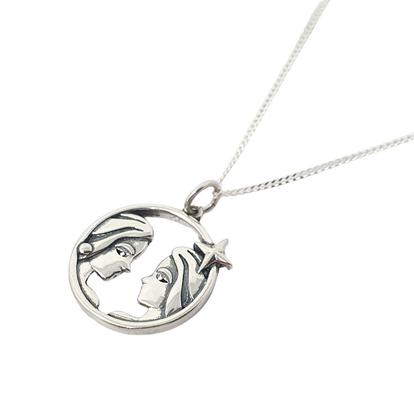 Metallic Gemini Zodiac Horoscope Charm Sterling Silver Necklace