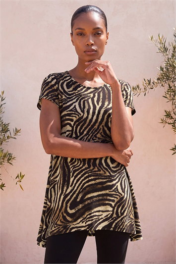Cream Zebra Print Hanky Hem Top