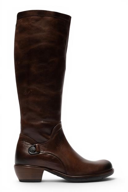 Black Womens Leather Riding Long Boots-Mistry
