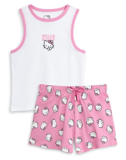 Pink Hello Kitty Vest And Shorts Pyjama Set