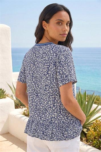 Ditsy Floral Trim Detail Top 20258660