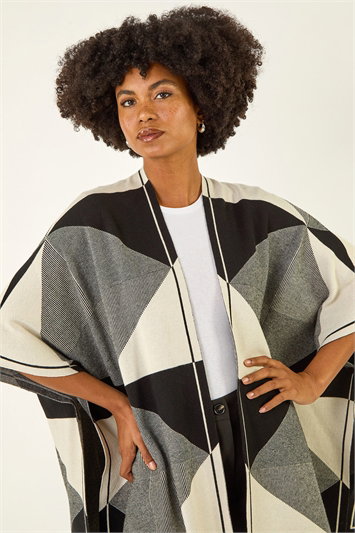 Black Monochrome Knit Poncho