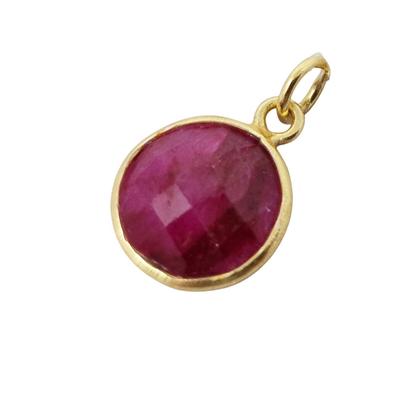 Pink 18Ct Gold Plated Round Ruby July Birthstone Pendant