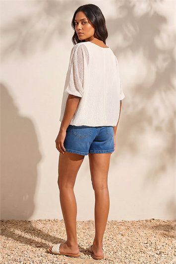 Mesh Bubble Hem Top 19409138