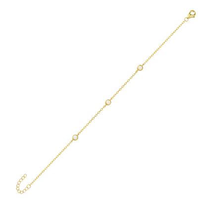 Metallic White Opal Sterling Silver Bracelet In Gold