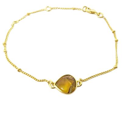 Metallic 18Ct Gold Vermeil Plated Adjustable Citrine November Birthstone Bracelet