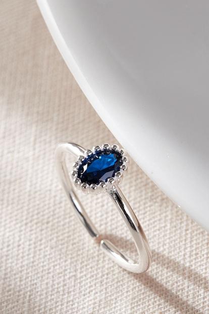 Blue Sterling Silver Blue Zirconia Ring