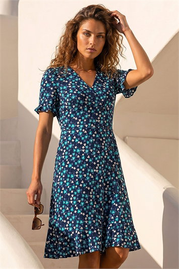 Floral Side Button Dress 14844092