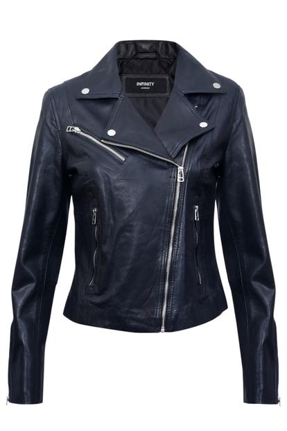 Black Womens Leather Biker Jacket-Matlock