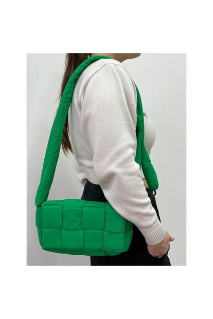 Green Soft Woven Pillow Shoulder Bag