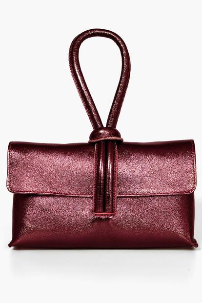 Metallic Italian Leather Wristlet Clutch Bag M000029295