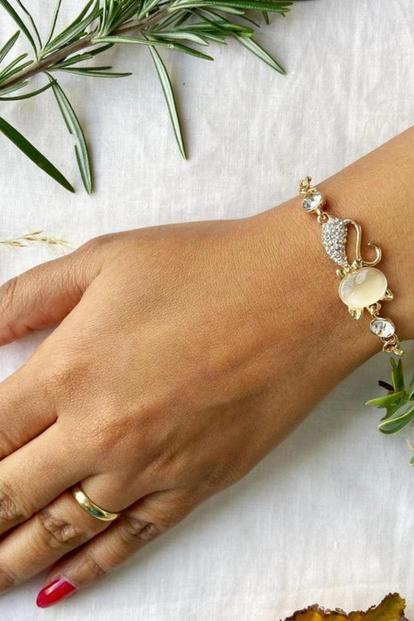 Metallic Adjustable Kitten Cat Zircon Bracelet