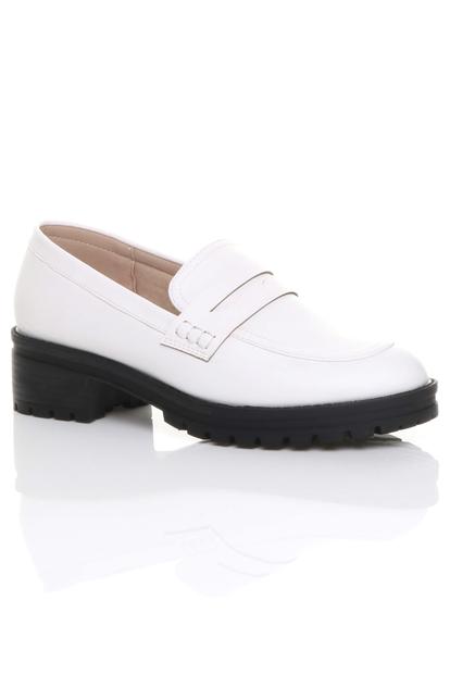 Black Flat Chunky Heeled Penny Loafers